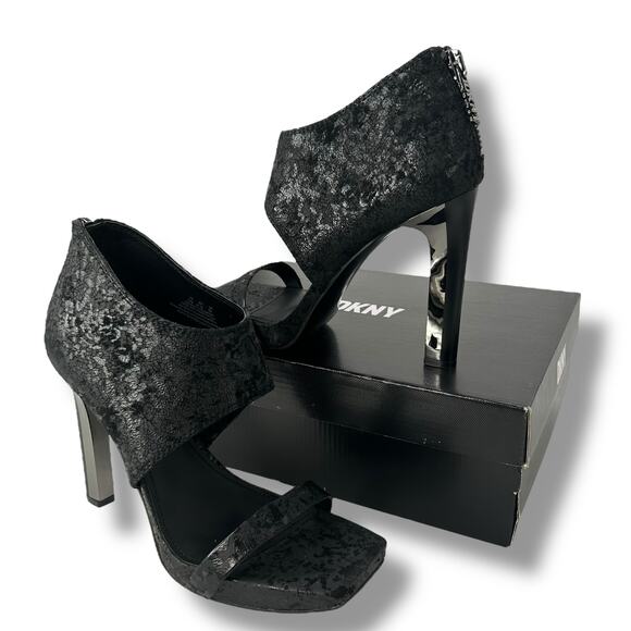 NEW DKNY Stiletto Heels Size 9.5 Leather Black Square Toe High Heel NWT - Picture 4 of 14
